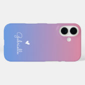 Rosa blaues strahlendes Herz mit minimalem Skriptn Case-Mate iPhone Hülle (Rückseite (Horizontal))