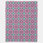 Rosa, blaues und schwarzes geometrisches Muster Fleecedecke (Vorderseite)