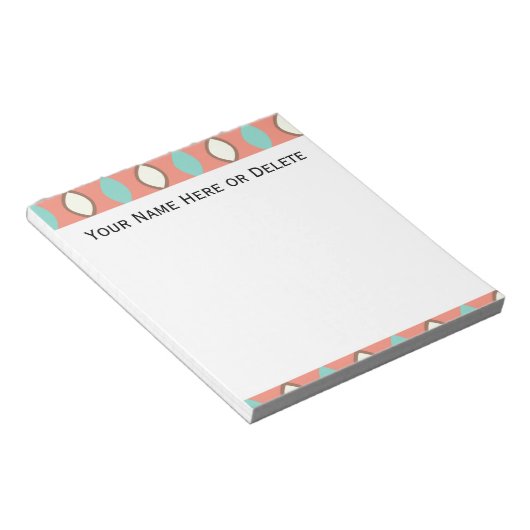 Rosa blaues und weißes Retro-Muster der 70er Jahre Notizblock (angewinkelt)