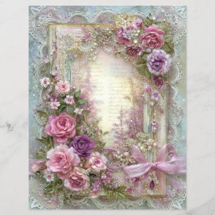Rosa blaues Vintage-Junk-Journal-Scrapbook-Papier
