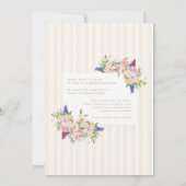 Rosa blaues Wappen mit französischem Blumenmotiv B Einladung (Rückseite)