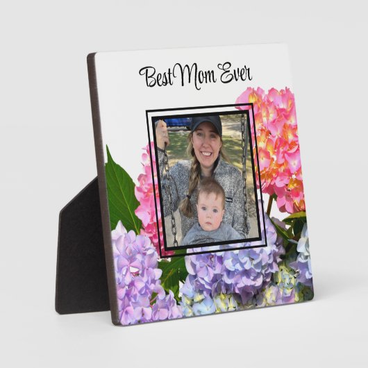 Rosa blaugelbe grüne Blüte Beste Mama je Fotoplatte (Vorderseite)