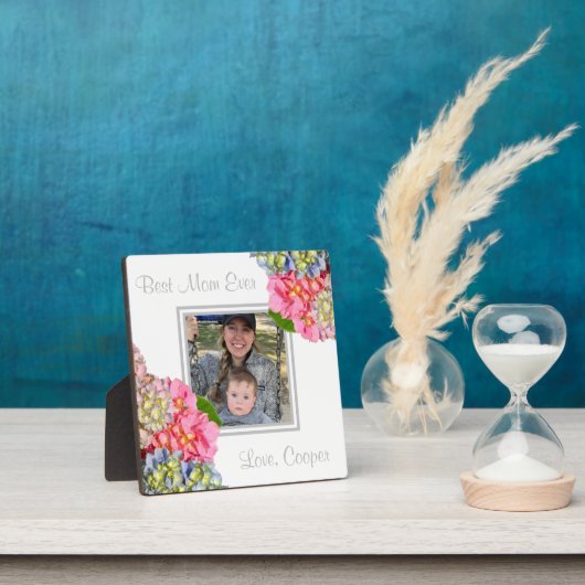 Rosa blaugelbe grüne Blüte Beste Mama je Fotoplatte (InSitu)