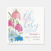 Rosa blaugrüne Frühlingsfarbe Blume Serviette (Vorderseite)