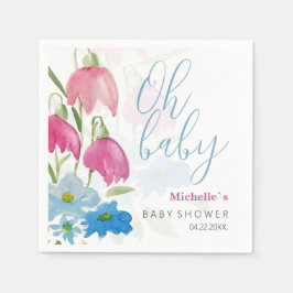 Rosa blaugrüne Frühlingsfarbe Blume Serviette