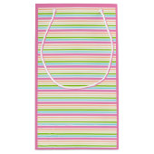 Rosa blaugrüne gelbe Lila Streifen Vorlage Kleine Geschenktüte (Rückseite)