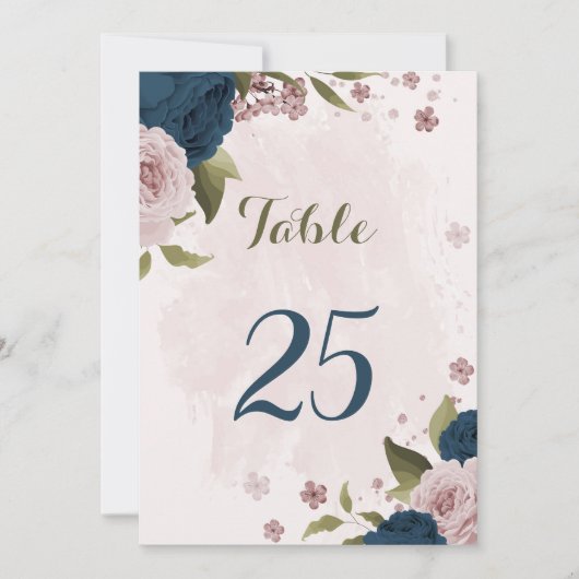 Rosa bläuliche Blumen botanische Tischnummer (Vorderseite)
