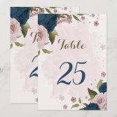 Rosa bläuliche Blumen botanische Tischnummer (Vorne/Hinten)