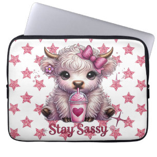 Rosa, Bleib Frech, Highland-Rinder Laptopschutzhülle