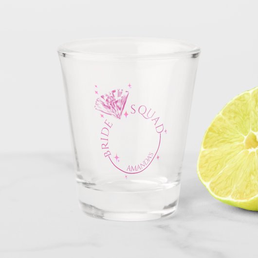 Rosa Bling Diamond Junggeselinnen-Abschied Schnapsglas (Vorderseite)