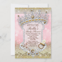 Rosa Bling Glitzer Kinderdusche Einladungen