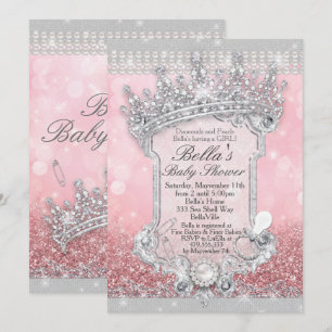 Rosa Bling Glitzer Kinderdusche Einladungen