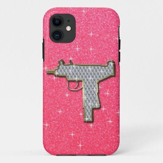 Rosa Bling Uzi Gun Case-Mate iPhone Hülle (Rückseite)