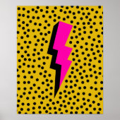 Rosa Blitz auf gepunkteter gelber Pop-Art Poster (Vorne)
