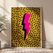 Rosa Blitz auf gepunkteter gelber Pop-Art Poster
