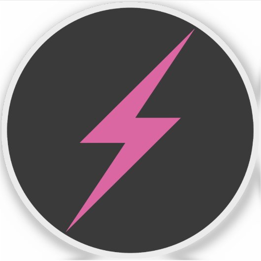 Rosa Blitze des Feminismus (auf schwarz) Aufkleber (Vorderseite)