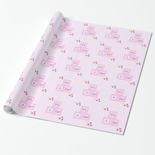 Rosa Blöcke und Sterne Baby Shower Geschenkpapier