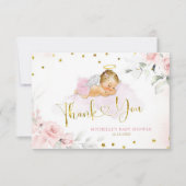 Rosa Blonde Angel Baby Heaven Sent Baby Dusche Dankeskarte (Vorderseite)