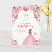 Rosa Blonde Haar Girl Happy Birthday Karte (Gelbe Blume)