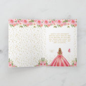 Rosa Blonde Haar Girl Happy Birthday Karte (Innenseite)