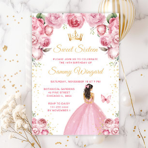 Rosa Blondine Haar Prinzessin Sweet Sixteen Einladung