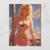 Rosa Blondine Postkarte (Vorderseite)