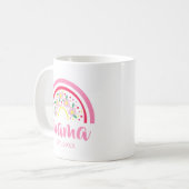 Rosa bloraler Regenbogen, Mama Geschenk, Muttertag Kaffeetasse (Vorderseite Links)