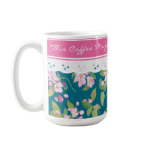 Rosa Blossom auf Dunkelblau mit Imitaten Spitze