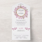 Rosa Blossom Bläsergoldene Hochzeit All In One Einladung (Innen Boden)