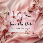 Rosa Blossom Blumenhochzeit retten das Datum Postkarte<br><div class="desc">Elegante Frühjahrskarte Save the Date Postkarte mit schönen rosa Blüten Blume und eine Hochzeit speichern das Datum Vorlage,  das leicht zu personalisieren ist.</div>