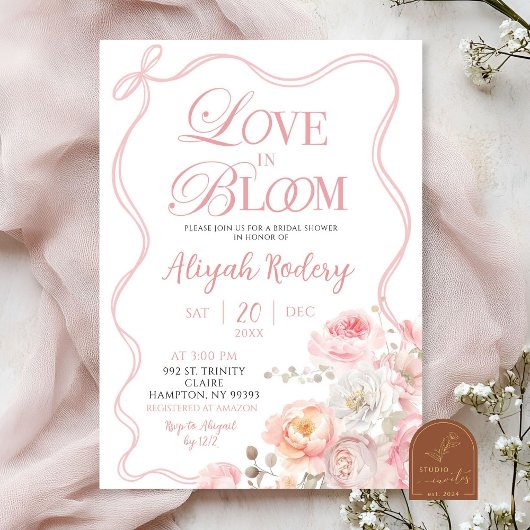 Rosa Blossom Blütenblütenblütenblütenblüte Liebe i Einladung