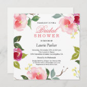 Rosa Blossom Botanische Bridal Dusche Einladung (Vorne/Hinten)