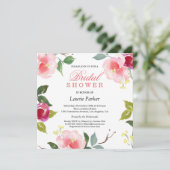 Rosa Blossom Botanische Bridal Dusche Einladung (Stehend Vorderseite)