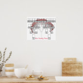 Rosa Blossom Fraktal Art Tree Zwei Familienbäume Poster (Küche)