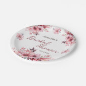 Rosa Blossom Garden Brautparty Papierplatte Pappteller (Schrägansicht)