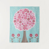 Rosa Blossom Gemäldeter Kunstbaum Wandteppich (Vorderseite)