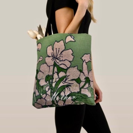 Rosa Blossom Grüne Tasche