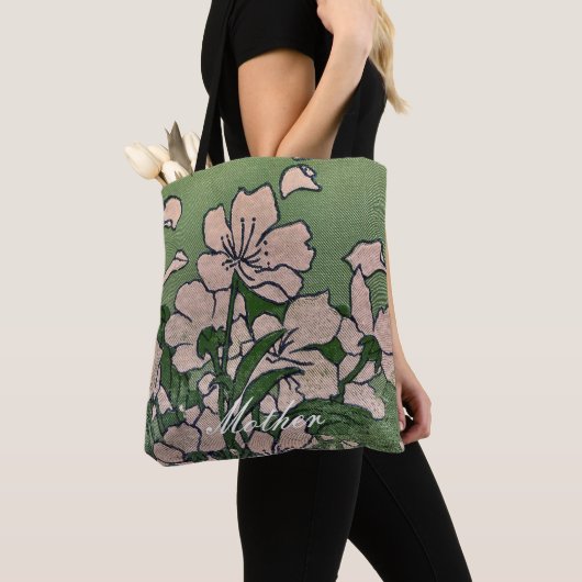Rosa Blossom Grüne Tasche (Von Nahem)