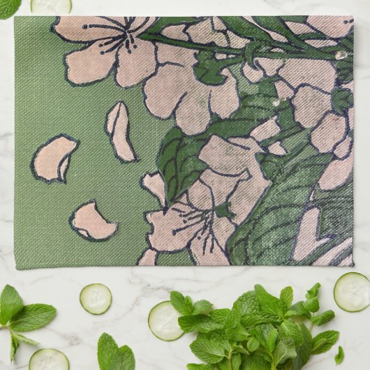 Rosa Blossom Kaskade Geschirrtuch (Gefaltet)