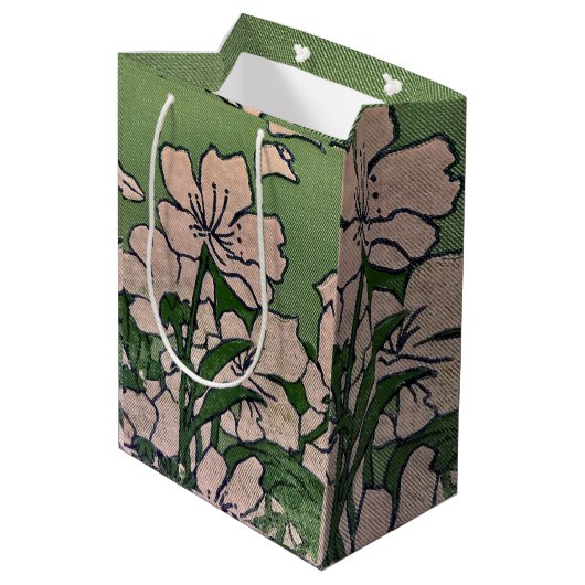 Rosa Blossom Kaskade Mittlere Geschenktüte (Rückseite Schrägansicht)