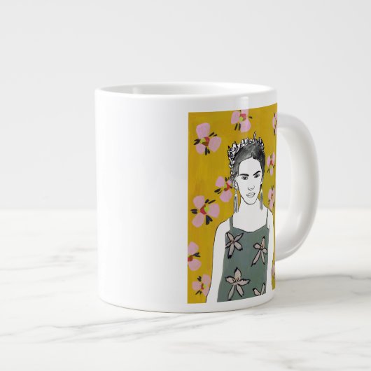 Rosa Blossom Lady - Gelb Jumbo-Tasse (Vorderseite Rechts)