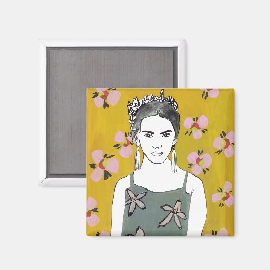 Rosa Blossom Lady - Gelb Magnet (Vorderseite/Rückseite)