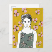 Rosa Blossom Lady - Gelb Postkarte (Vorne/Hinten)