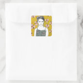 Rosa Blossom Lady - Gelb Quadratischer Aufkleber (Tasche)