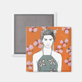 Rosa Blossom Lady - Orange Magnet (Vorderseite/Rückseite)