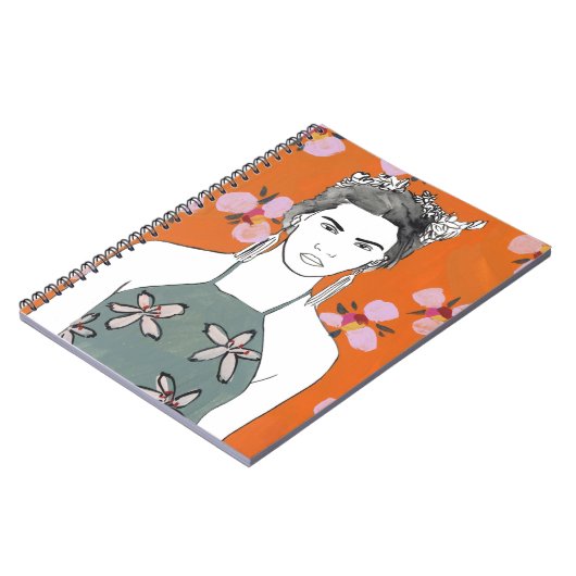 Rosa Blossom Lady - Orange Notizblock (Linke Seite)