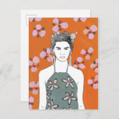 Rosa Blossom Lady - Orange Postkarte (Vorne/Hinten)