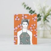 Rosa Blossom Lady - Orange Postkarte (Stehend Vorderseite)