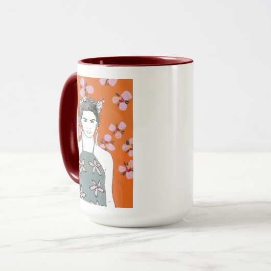 Rosa Blossom Lady - Orange Tasse (Vorderseite Links)