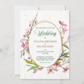 Rosa Blossom Oval Gold Rahmen Einladung Hochzeitsf (Vorderseite)